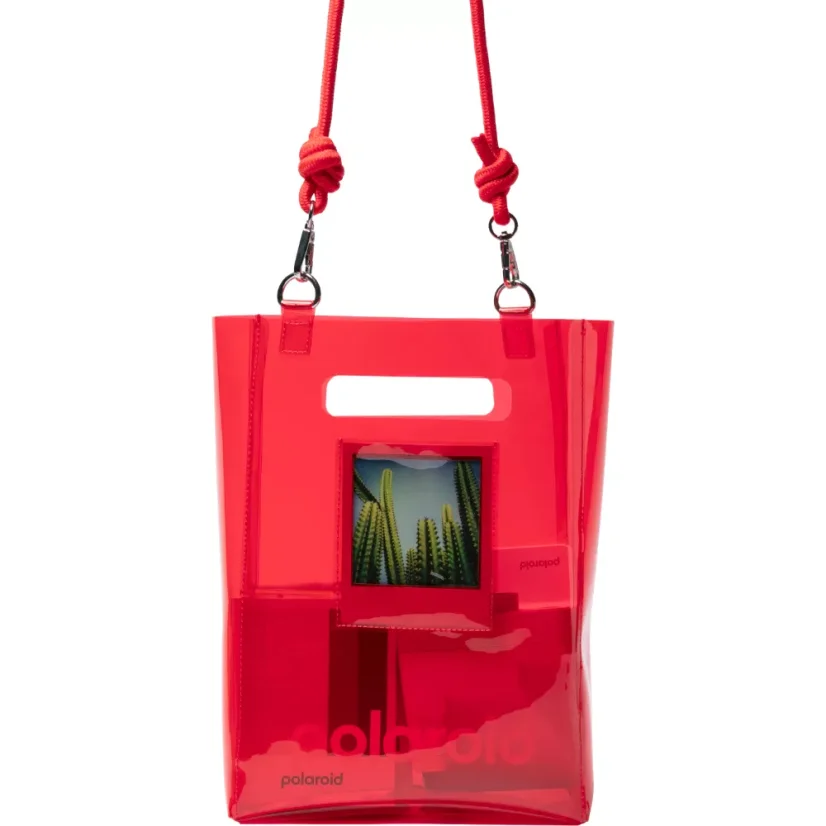 Polaroid Bucket Bag - Red (červená) - průhledná taška přes rameno