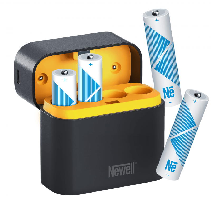 Newell čtyřkanálová nabíječka a 4x Li-ion AA dobíjecí baterie – 2200 mAh