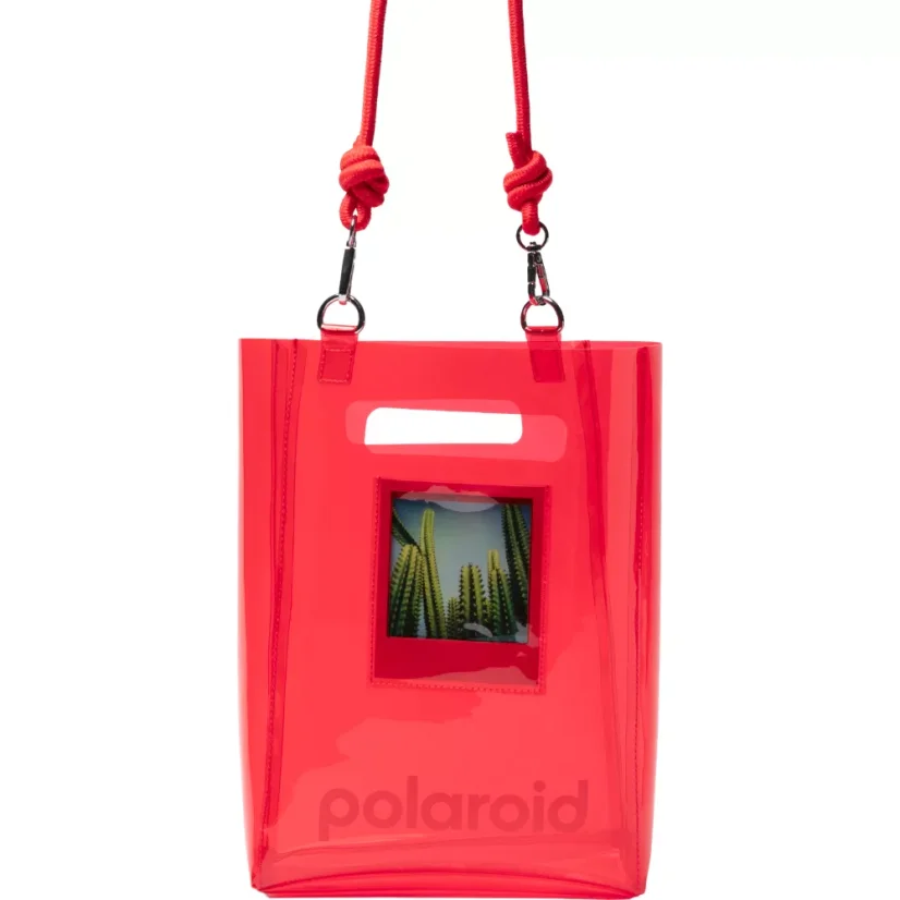 Polaroid Bucket Bag - Red (červená) - průhledná taška přes rameno