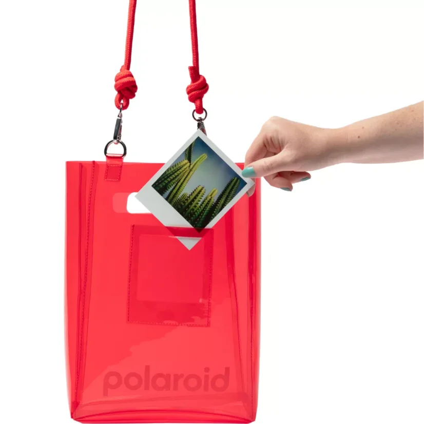 Polaroid Bucket Bag - Red (červená) - průhledná taška přes rameno