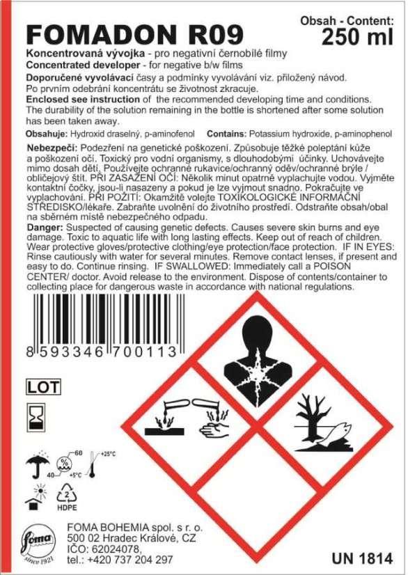 FOMADON R09 negativní vývojka 250 ml